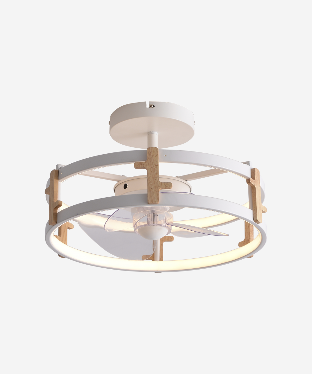 Ventilador Lámpara LED con detalles acabado madera