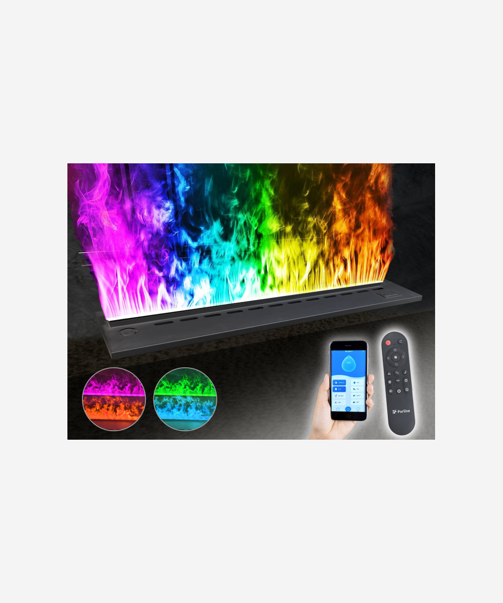 Chimenea decorativa con llama simulada en varios colores