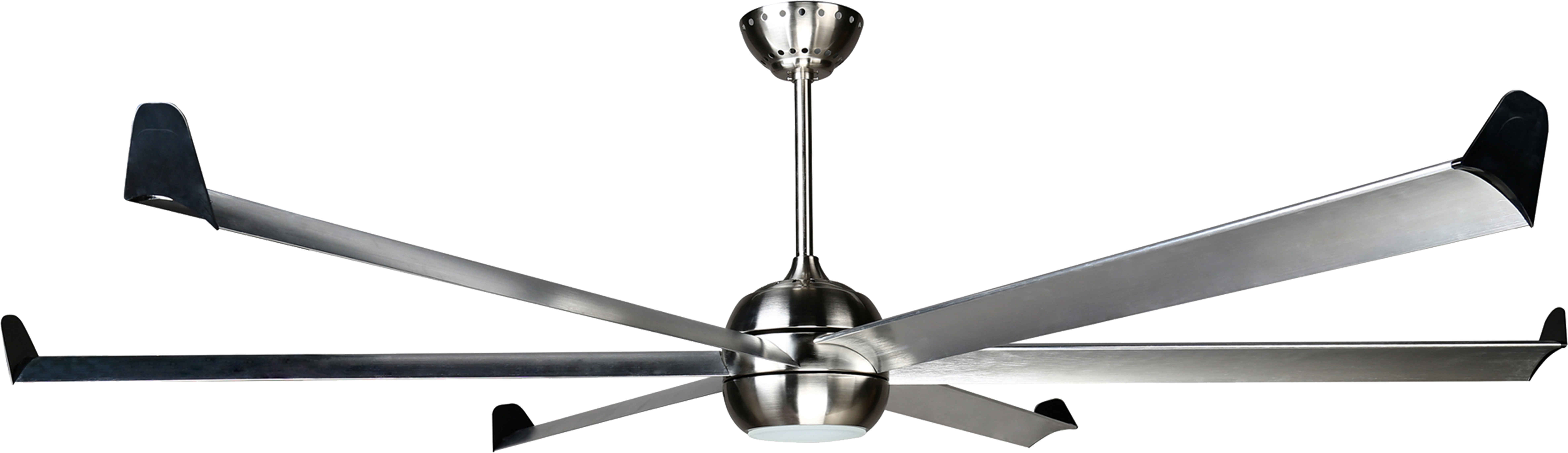 Ventilateur de plafond DC argent avec pales en aluminium 236cm et lumière pour 125m2