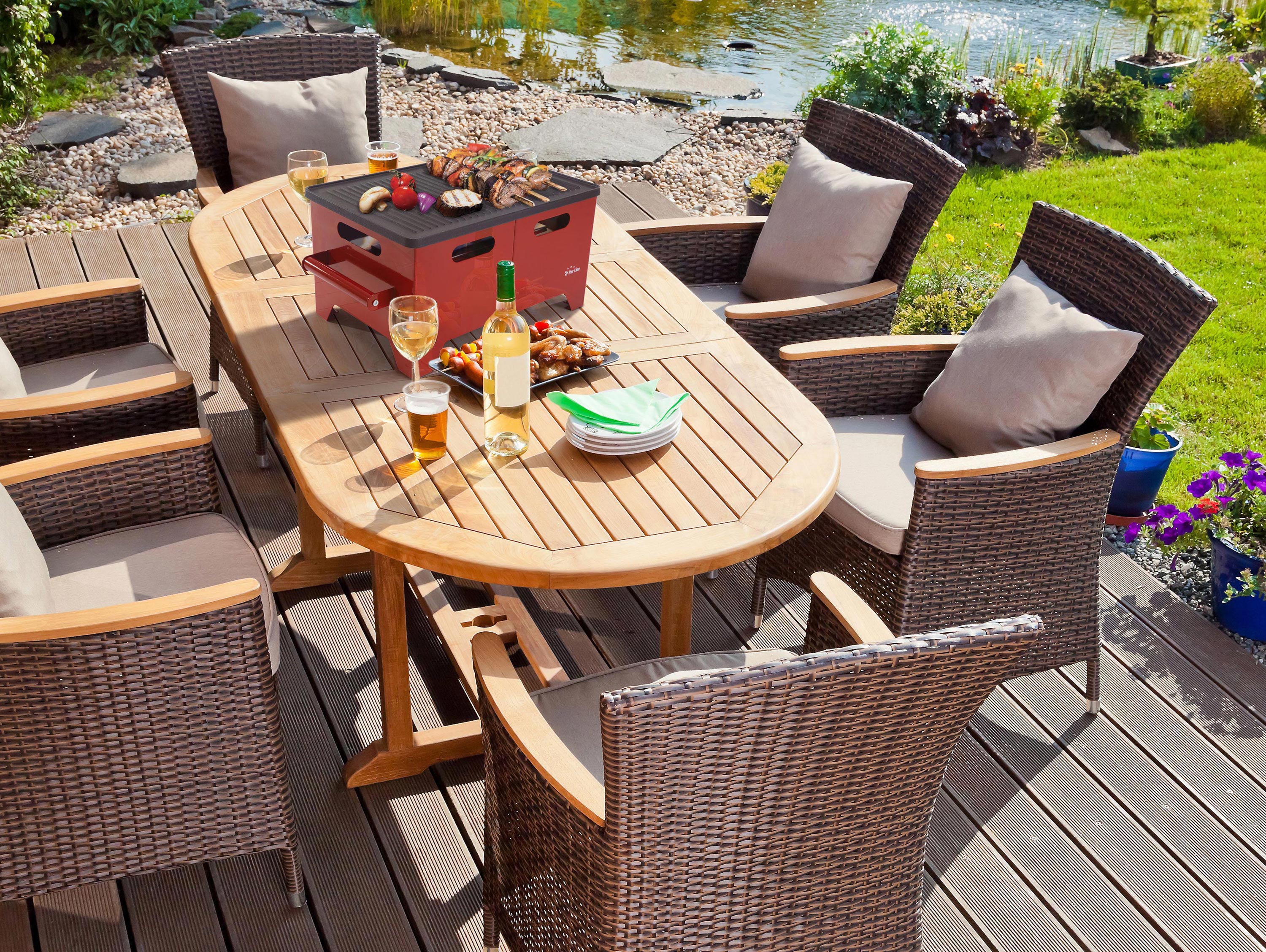 Barbacoa de Biocombustible rectangular con plancha de hierro fundido