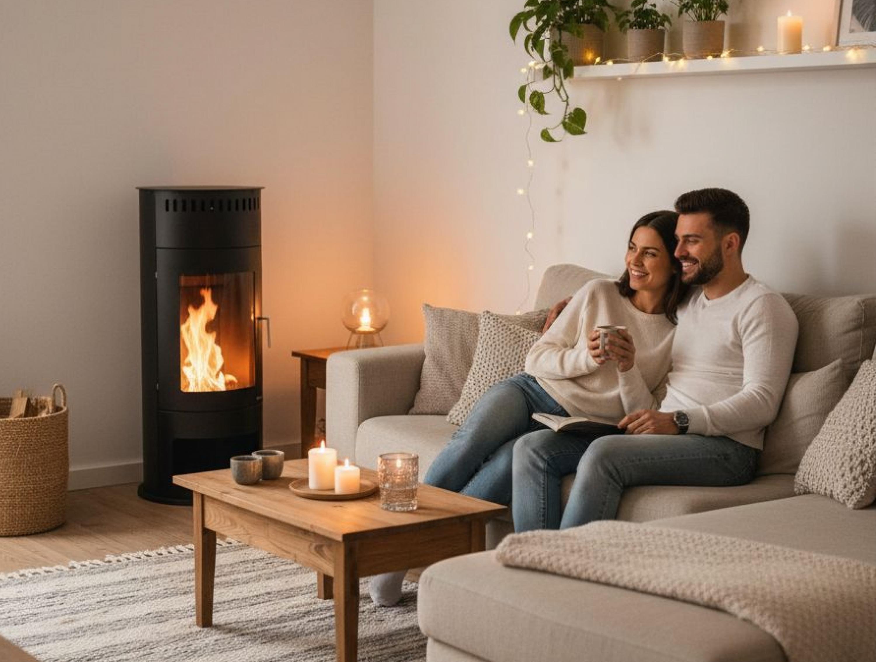 Estufa de etanol en acero negro con puerta de cristal templado BESTFIRE B FLAME